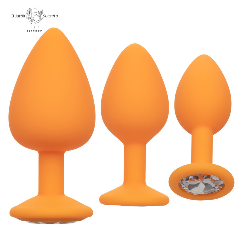Plug Anal Amarillo Set 3 Plug Sexo Anal Cheeky Gems Orange