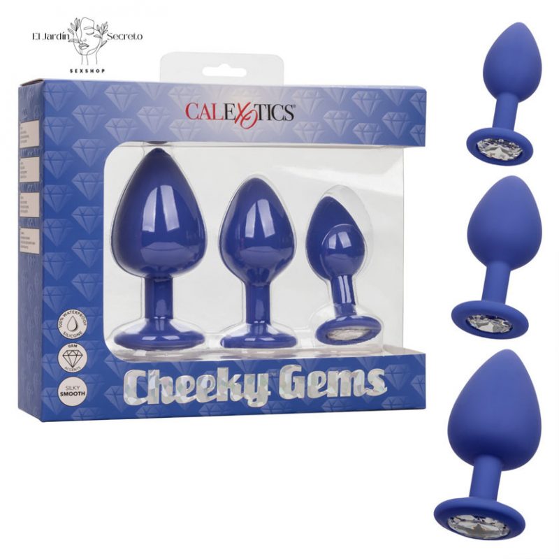 Plug Anal Azul Set 3 Plug Sexo Anal Cheeky Gems Purple