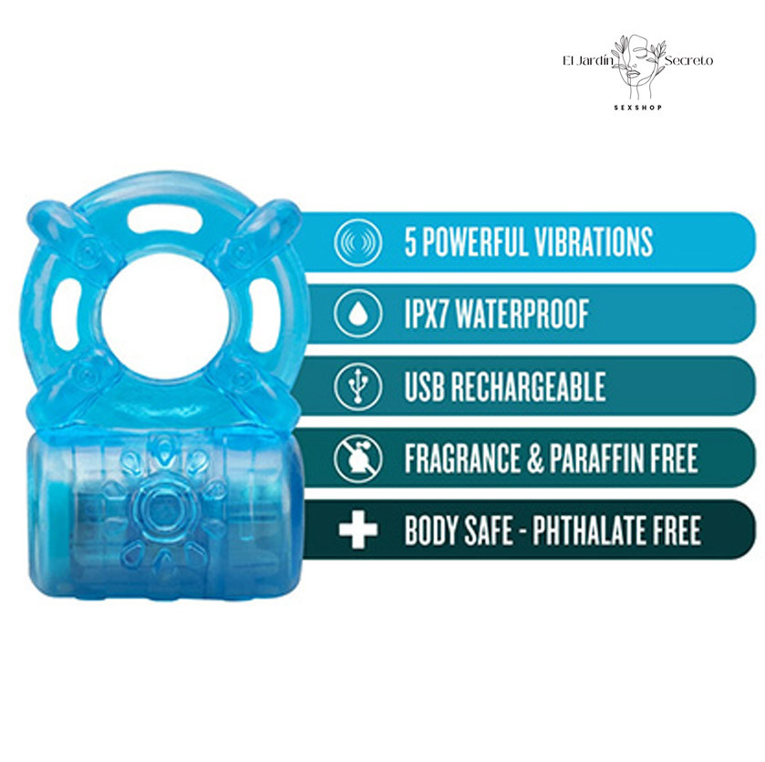 Anillo Para Pene con Vibrador Rechargeable Cock Ring Blue Blush 4 Anillo Para Pene con Vibrador Rechargeable Cock Ring Blue Blush