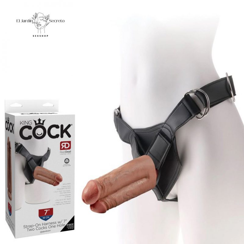 Arnés Strap On 18cm Para Dama Doble Dildo Solido Two Cocks One Hole