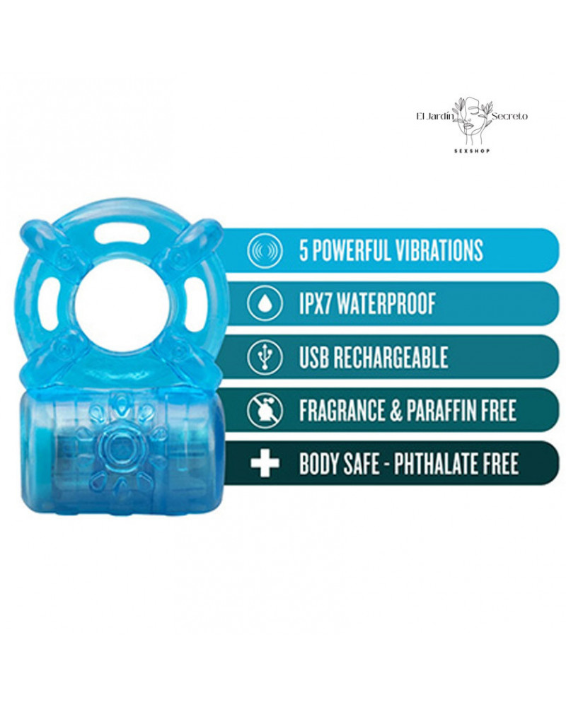 Anillo Para Pene con Vibrador Rechargeable Cock Ring Blue Blush 5 anillo para pene con vibrador rechargeable cock ring blue blush