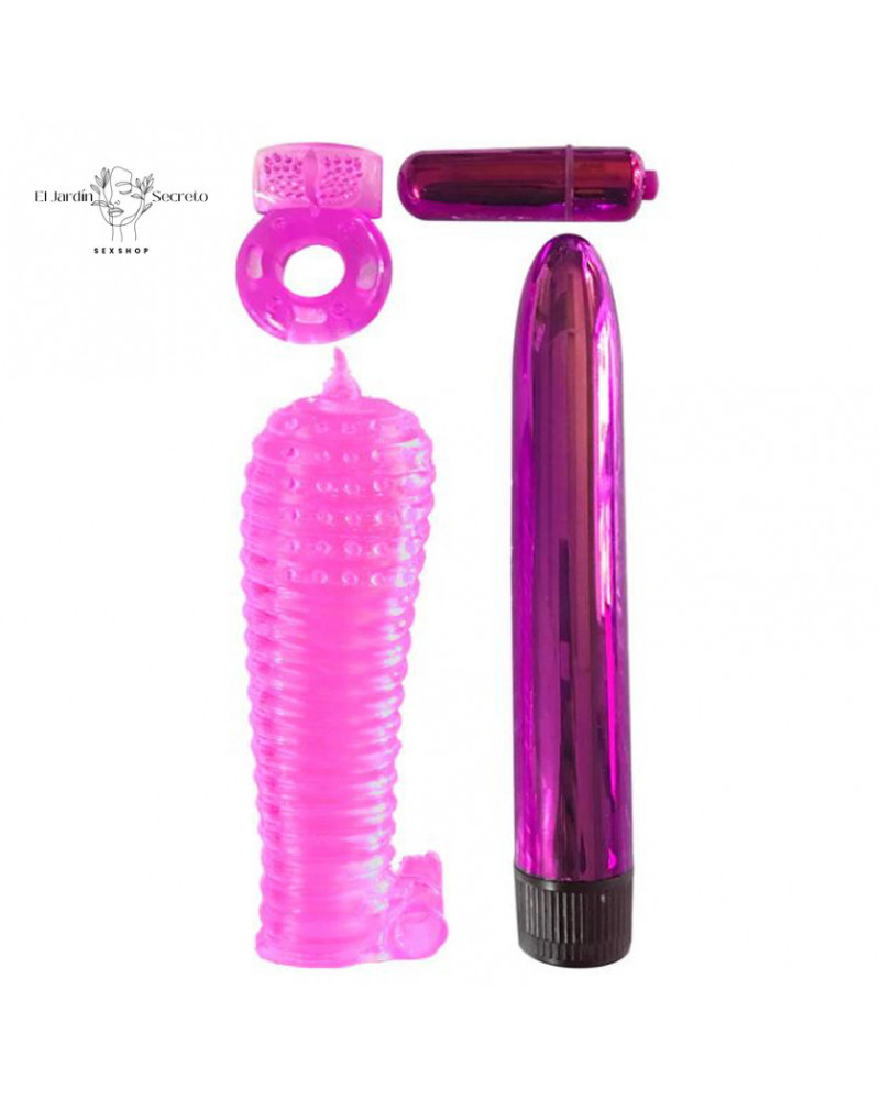 vibrador 18cm bala kit con funda para punto g y clitoris ultimate pleasure