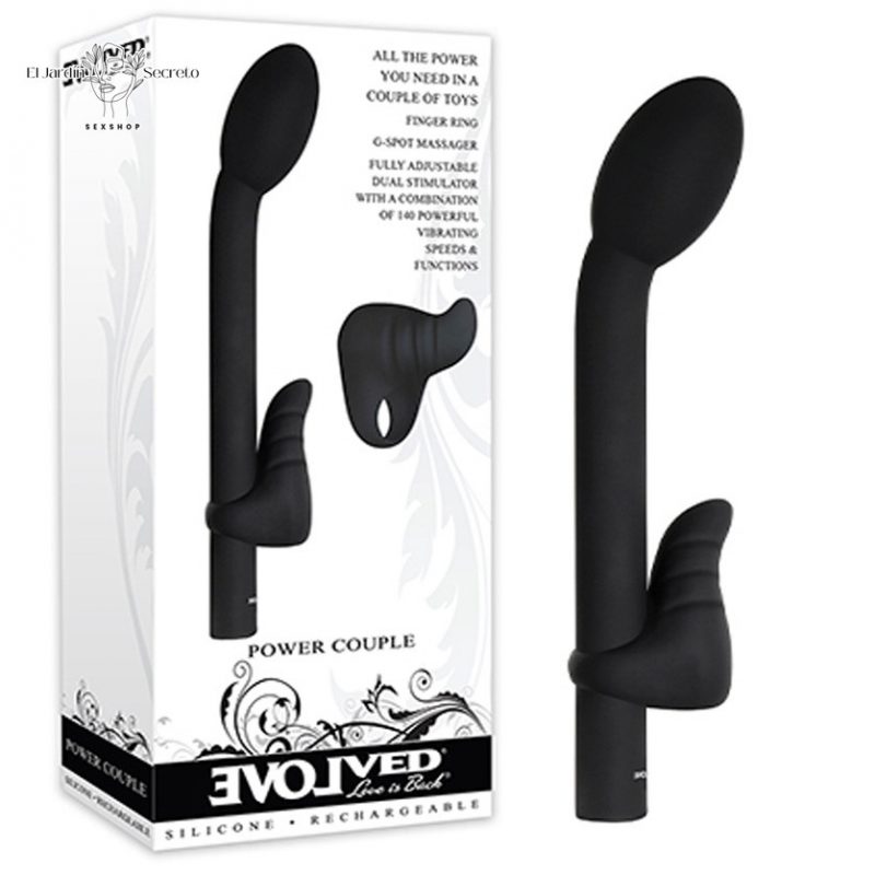 Vibrador 20cm Para Punto g y Anillo Clítoris Power Couple Evolved