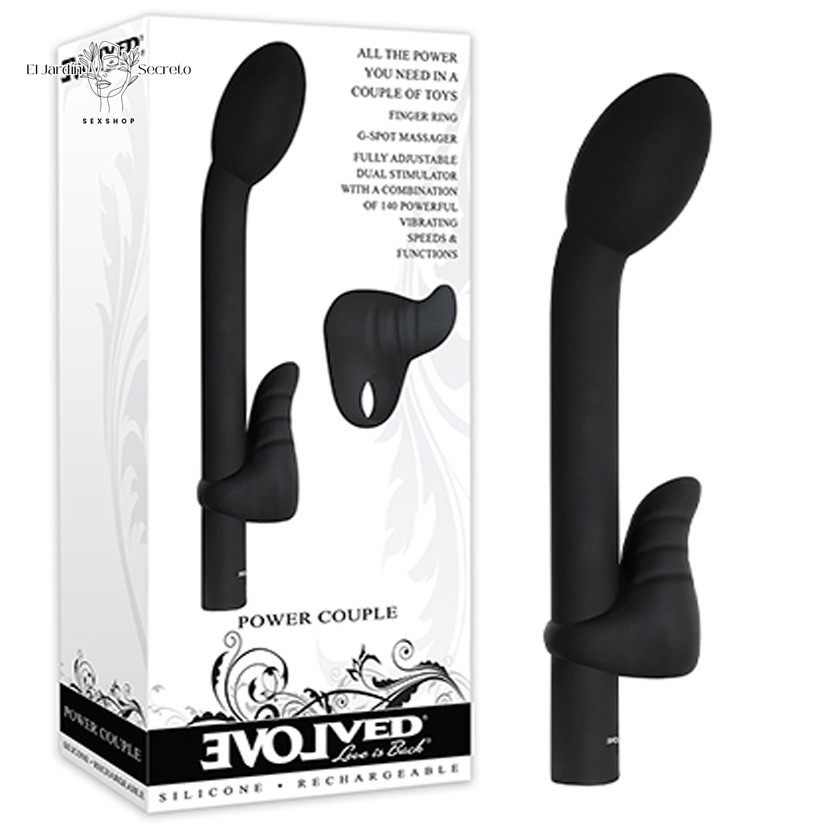 Vibrador 20cm Para Punto g y Anillo Clítoris Power Couple Evolved