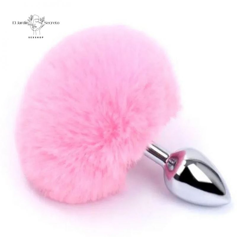 Plug Anal 7cm con Colita de Conejo Rosa Plug metálico BDSM