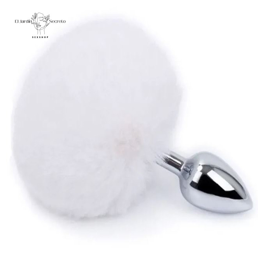 Plug Anal 7cm con Colita de Conejo Blanco Plug metálico BDSM 1 Plug Anal 7cm con Colita de Conejo Blanco Plug metálico BDSM