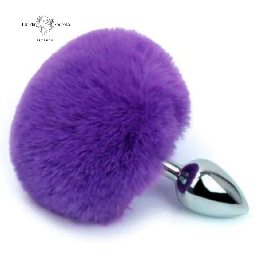 Plug Anal 7cm con Colita de Conejo Morado Plug metálico BDSM 1 Plug Anal 7cm con Colita de Conejo Morado Plug metálico BDSM