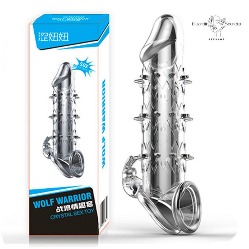 Funda Texturizada para pene con estimulador de clítoris Wolf Warrior