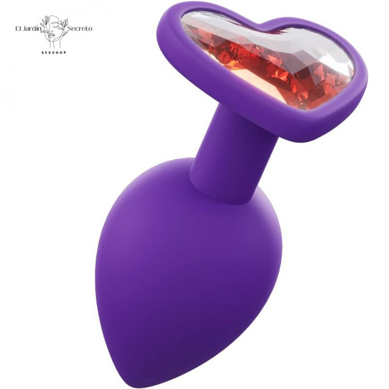 Plug Anal de Silicon 8cm Corazón Morado Sexo Anal Medium