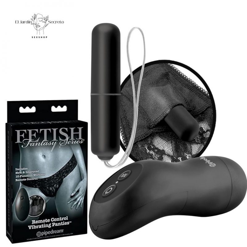 Panty con Vibrador para Clitoris Fetish Fantasy Panties Black Pipedream