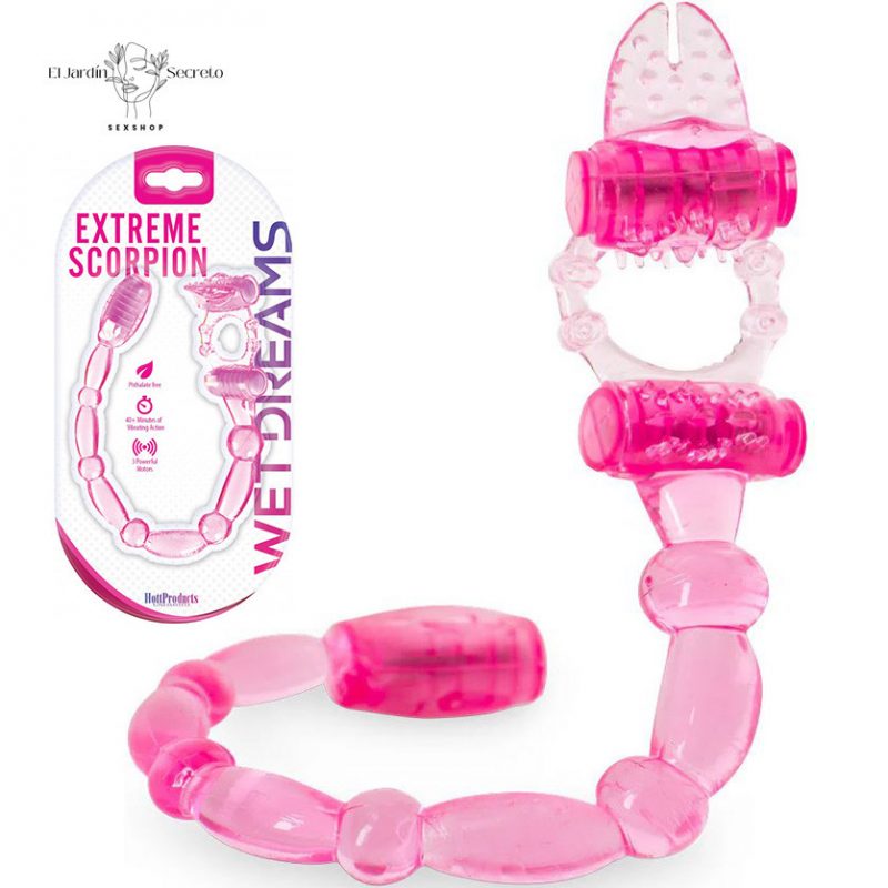 Anillo Pene con Vibrador EXTREME SCORPION Lengua Anal y Bolas Anales