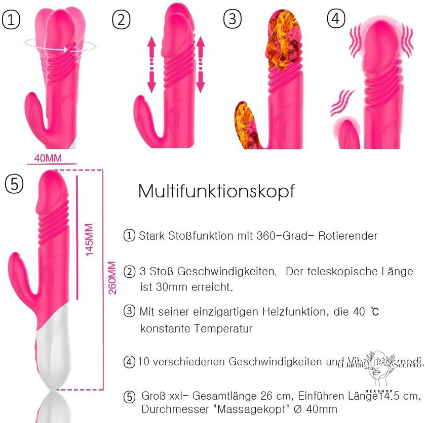 Vibrador FOX T1 con Calefacción, Giro, Empuje y Estimulador Clitorial 4 Vibrador FOX T1 con Calefacción, Giro, Empuje y Estimulador Clitorial