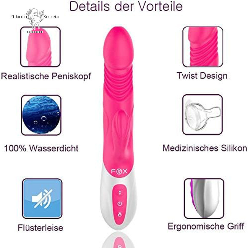 Vibrador FOX T1 con Calefacción, Giro, Empuje y Estimulador Clitorial 7 Vibrador FOX T1 con Calefacción, Giro, Empuje y Estimulador Clitorial