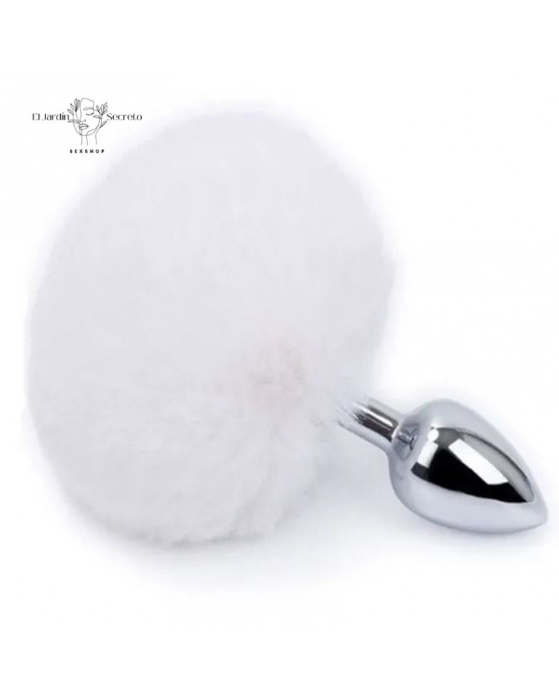 Plug Anal 7cm con Colita de Conejo Blanco Plug metálico BDSM 3 plug anal 7cm con colita de conejo blanco plug metalico bdsm