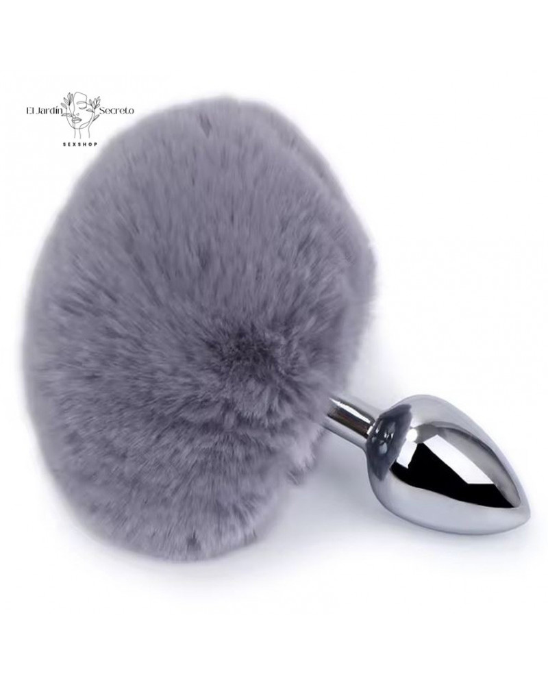 Plug Anal 7cm con Colita de Conejo Gris Plug metálico BDSM 3 plug anal 7cm con colita de conejo gris plug metalico bdsm