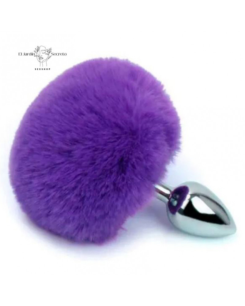 Plug Anal 7cm con Colita de Conejo Morado Plug metálico BDSM 3 plug anal 7cm con colita de conejo morado plug metalico bdsm