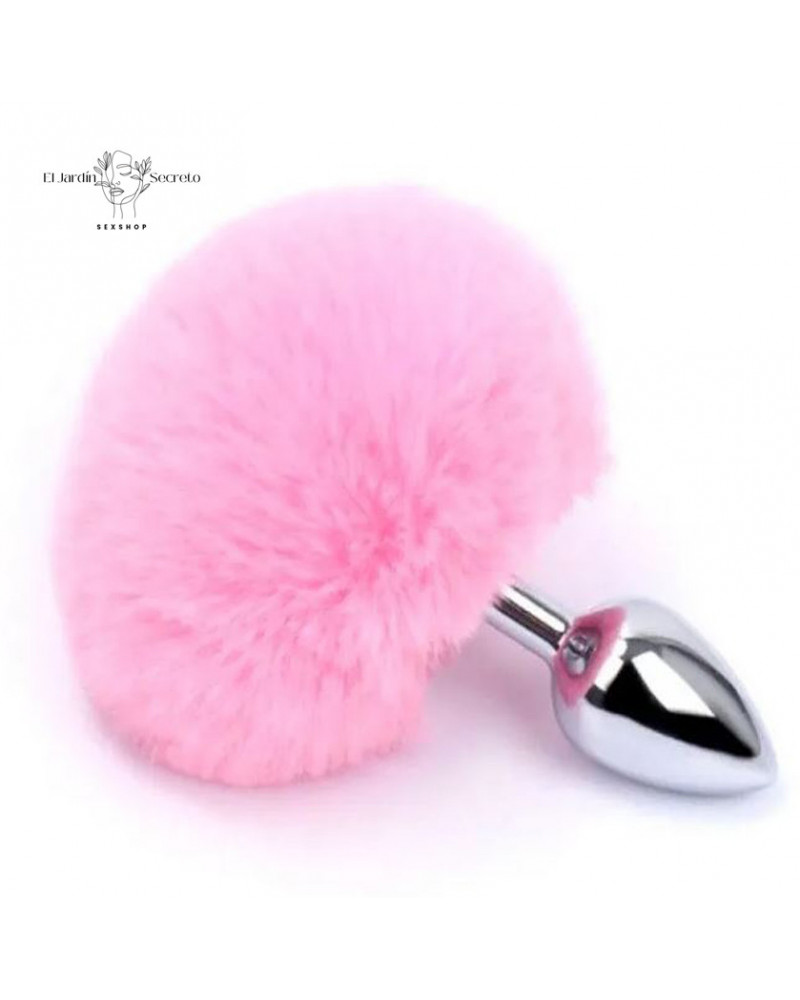 Plug Anal 7cm con Colita de Conejo Rosa Plug metálico BDSM 3 plug anal 7cm con colita de conejo rosa plug metalico bdsm