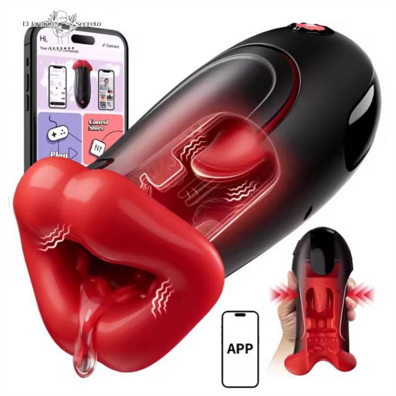 Masturbador Vibrador para Pene con Boca y lengua App Interactiva