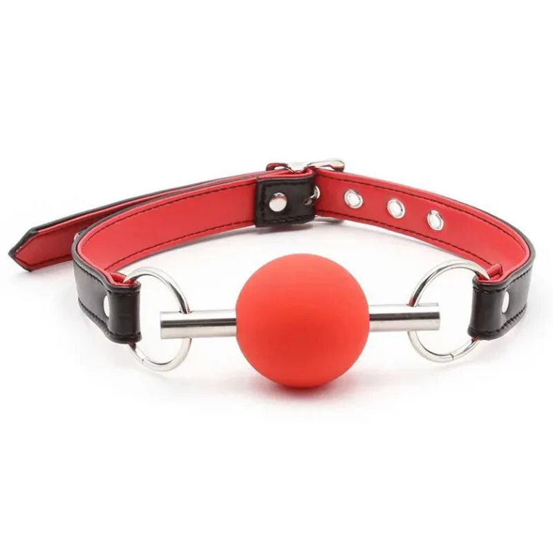 Mordaza BDSM con Bola Rojo de Silicón y Varilla Metálica Ajustable