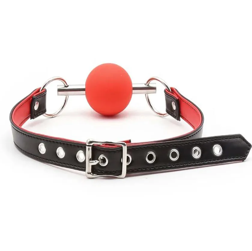 Mordaza BDSM con Bola Rojo de Silicón y Varilla Metálica Ajustable 3 Mordaza BDSM con Bola Rojo de Silicón y Varilla Metálica Ajustable