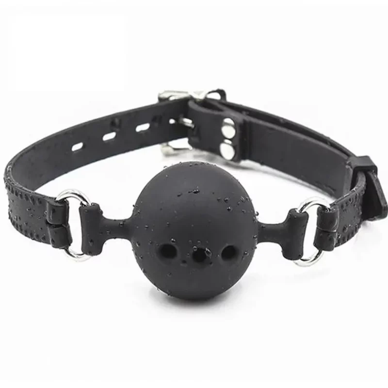 Mordaza de Silicona Suave Negro Bola BDSM para Bondage y Fetiche