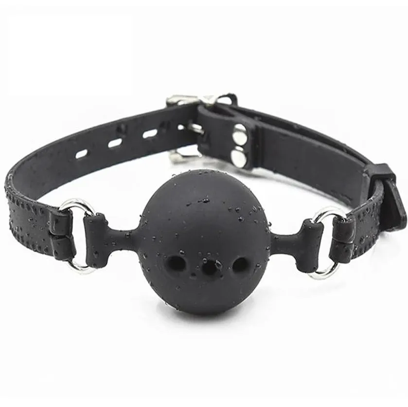 Mordaza de Silicona Suave Negro Bola BDSM para Bondage y Fetiche
