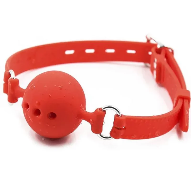 Mordaza de Silicona Suave Rojo Bola BDSM para Bondage y Fetiche