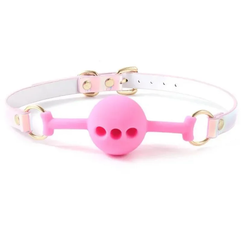 Mordaza de Silicona Suave Rosa Bola BDSM para Bondage y Fetiche