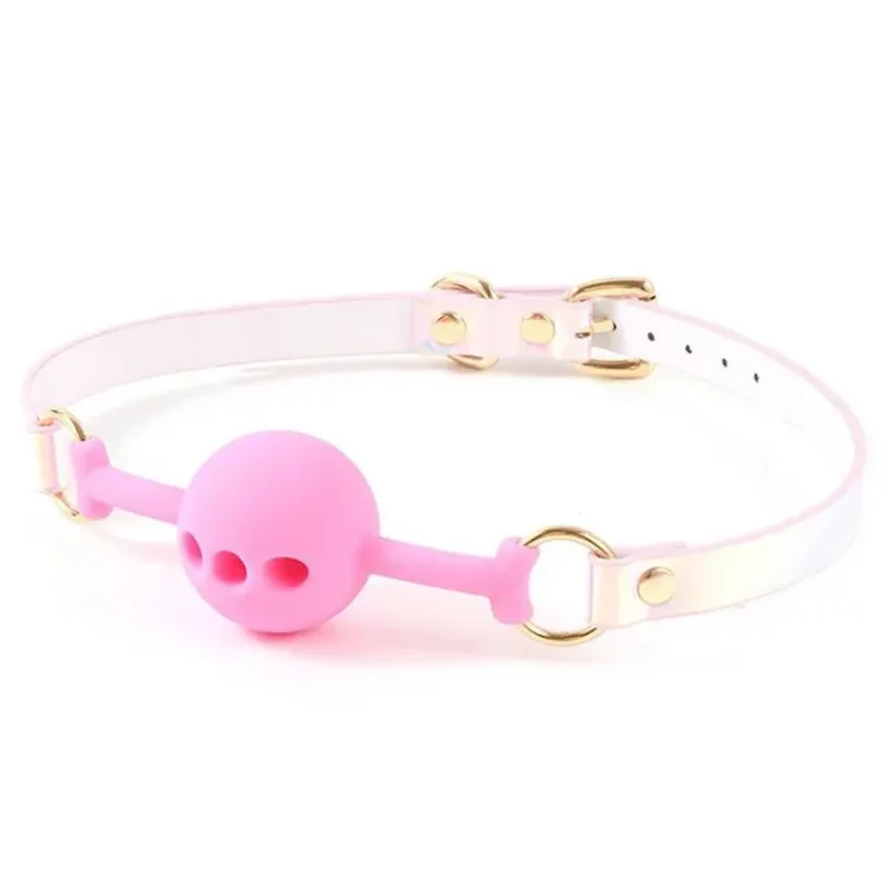 Mordaza de Silicona Suave Rosa Bola BDSM para Bondage y Fetiche
