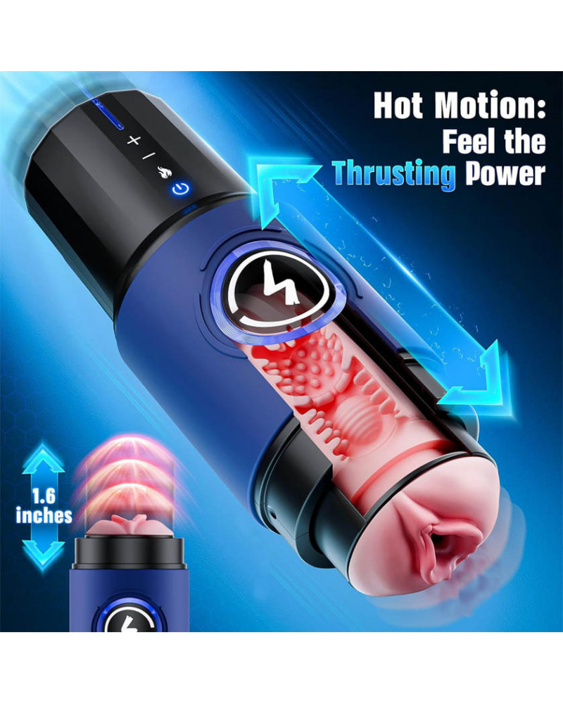 Masturbador Vibrador para pene Automático con Vagina, IA, Calor y Empuje Turbo