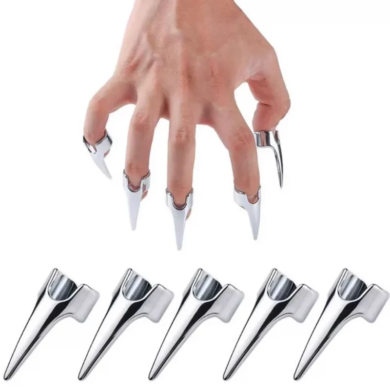 Kit de 5 Garras Plateada BDSM de Acero Inoxidable Fetiche Premium2