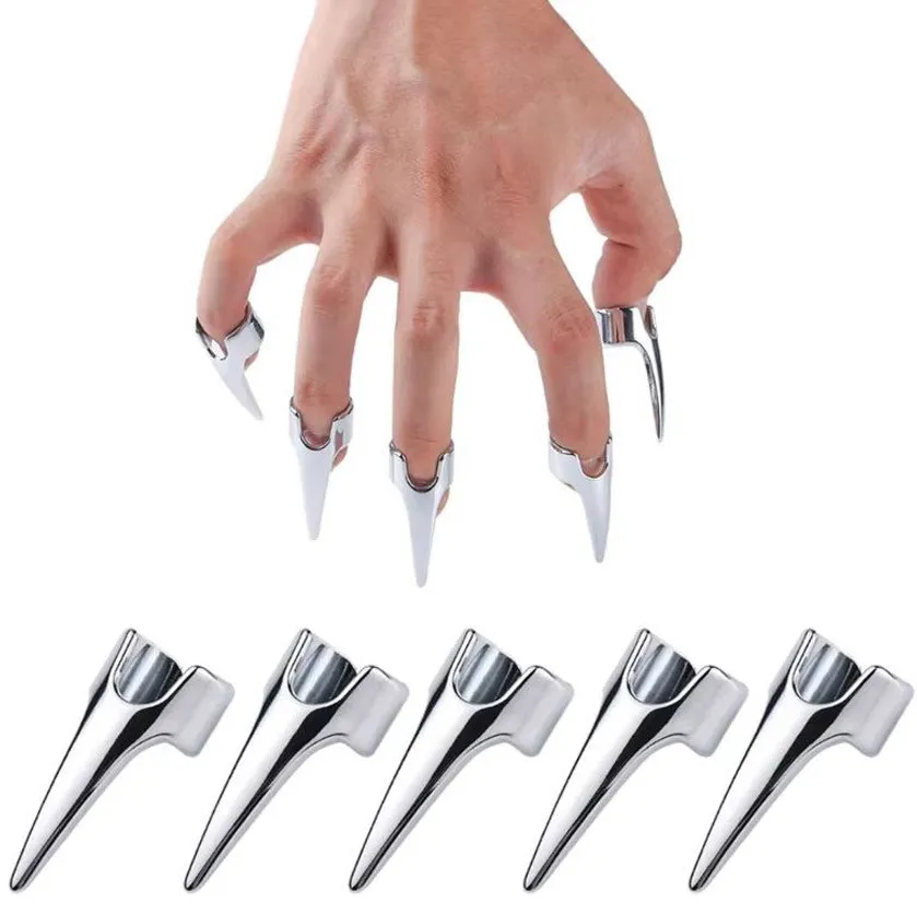 Kit de 5 Garras Plateada BDSM de Acero Inoxidable Fetiche Premium - Imagen 2
