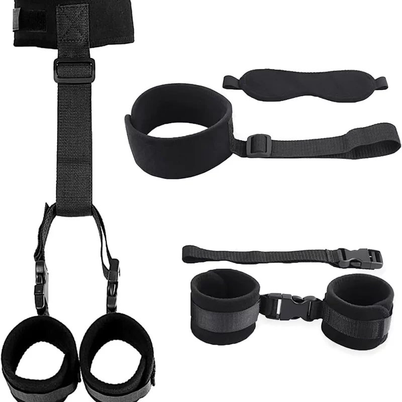Sujetador Kit BDSM de Cuello a Muñeca Ajustable con Esposas y Antifaz2 Sujetador Kit BDSM de Cuello a Muñeca Ajustable con Esposas y Antifaz