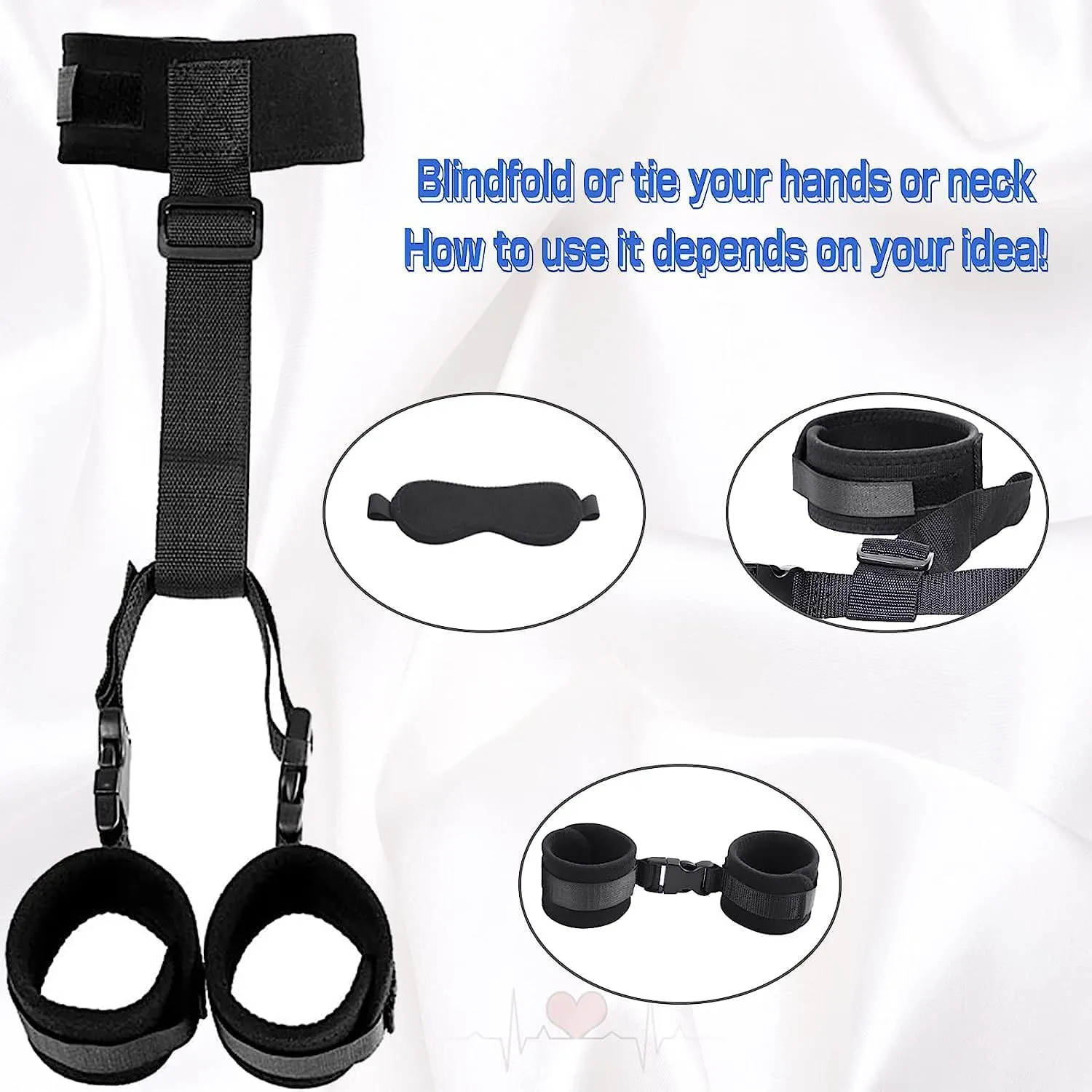 Sujetador Kit BDSM de Cuello a Muñeca Ajustable con Esposas y Antifaz - Imagen 4