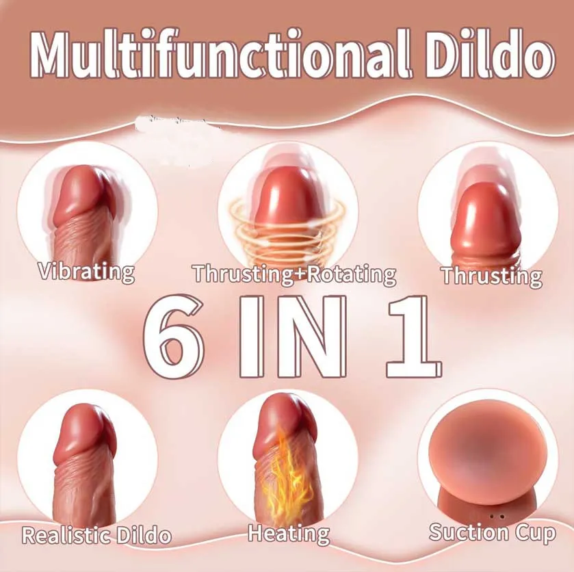 Vibrador Realista 6 en 1 con App y Empuje Placer Anal y Vaginal y Calor - Imagen 2