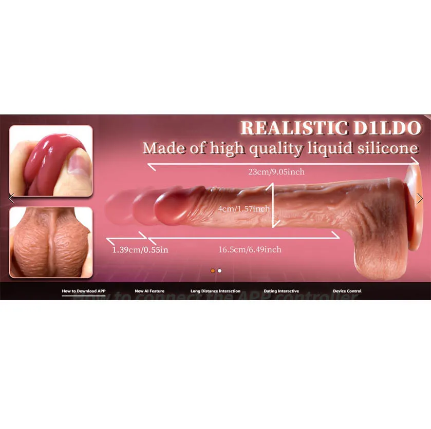Vibrador Realista 6 en 1 con App y Empuje Placer Anal y Vaginal y Calor - Imagen 4