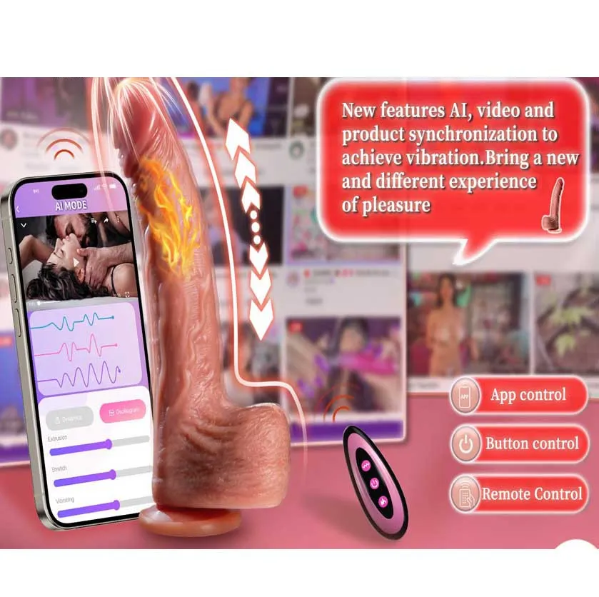 Vibrador Realista 6 en 1 con App y Empuje Placer Anal y Vaginal y Calor - Imagen 5