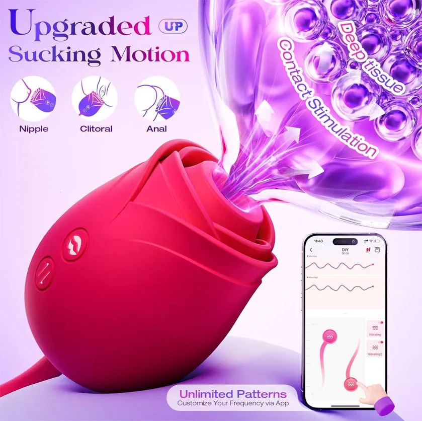 Vibrador Silicón Rosa Punto G y Succionador Clítoris