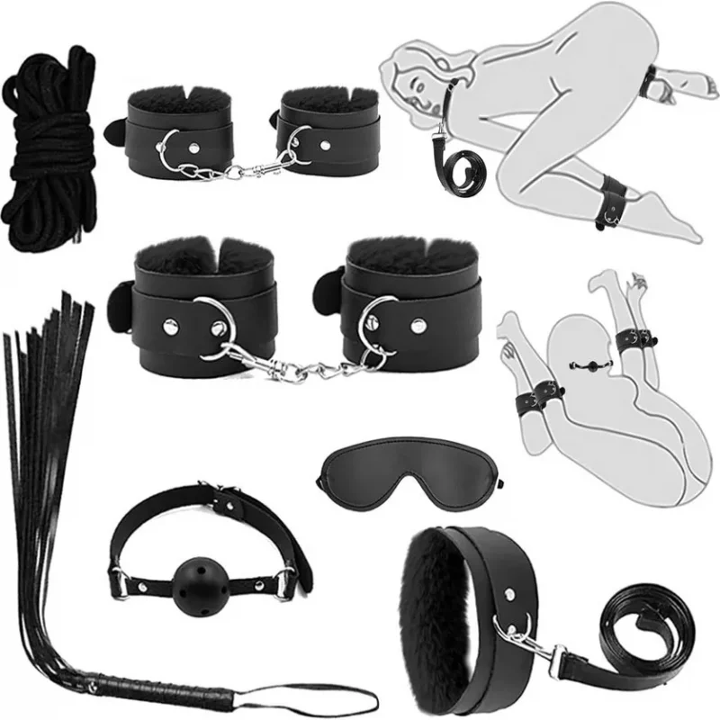 Kit BDSM 7 Piezas: Set de Ataduras y Bondage para Parejas