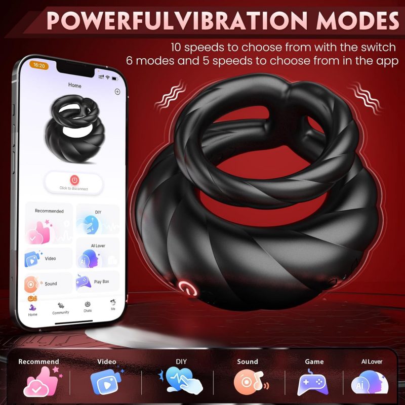 Anillo de Pene y Testículos Doble con App Vibrador Masculino Pro