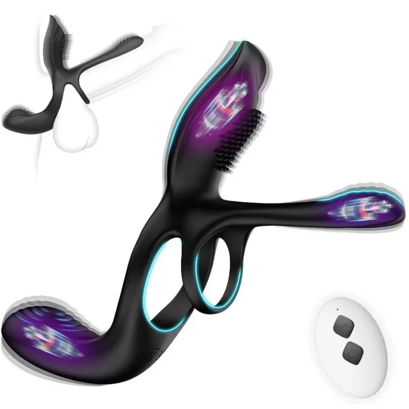 Anillo Vibrador Pene y Testiculos 3 en 1: Triple Placer Clítoris y Punto P