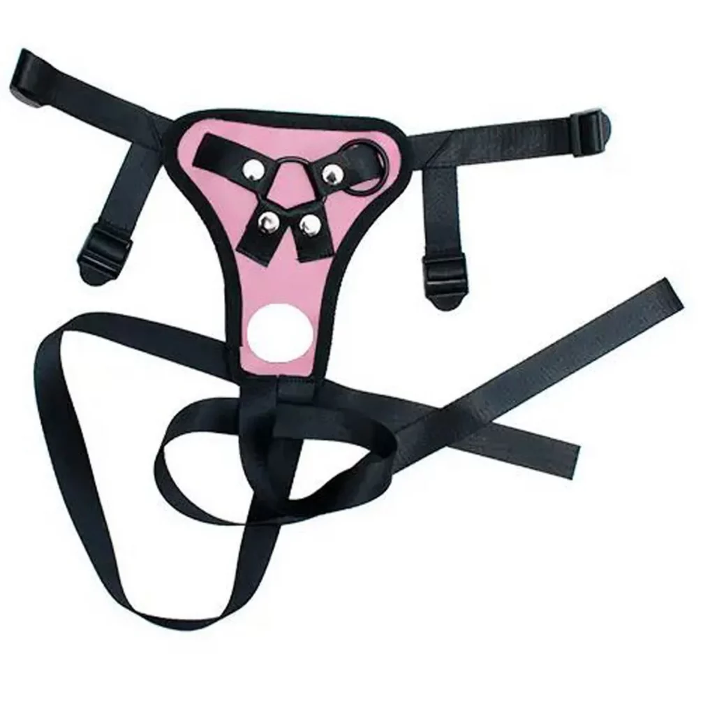 Arnés Rosa Doble para Dildo con Argolla Ajustable Unisex