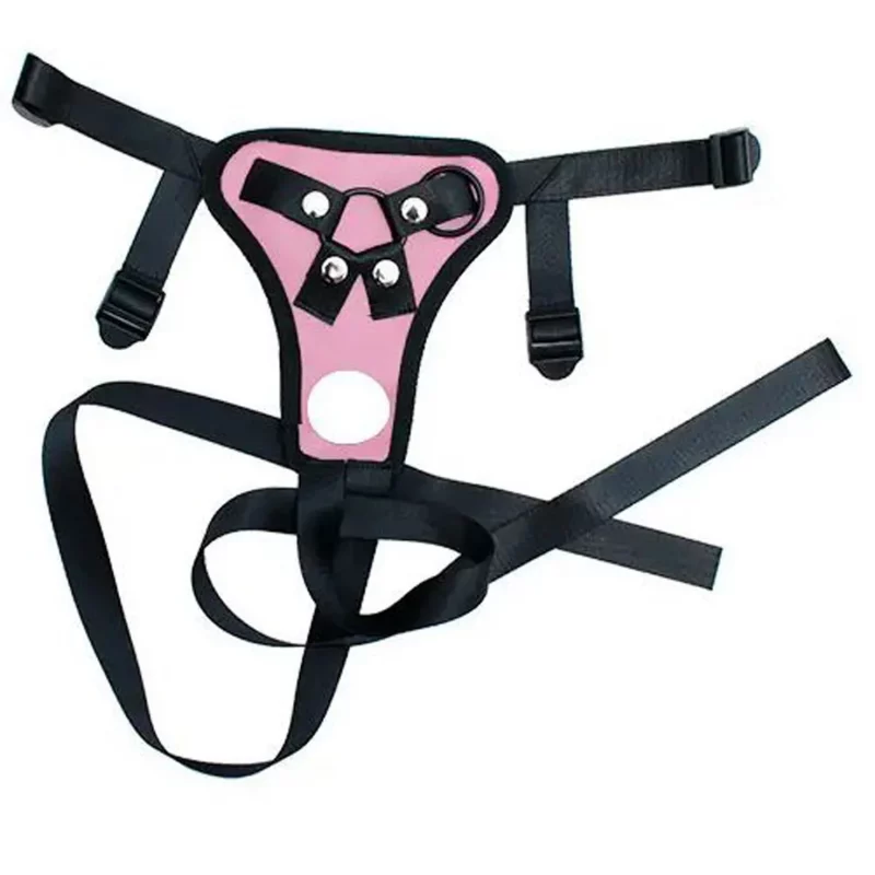 Arnés Rosa Doble para Dildo con Argolla Ajustable Unisex