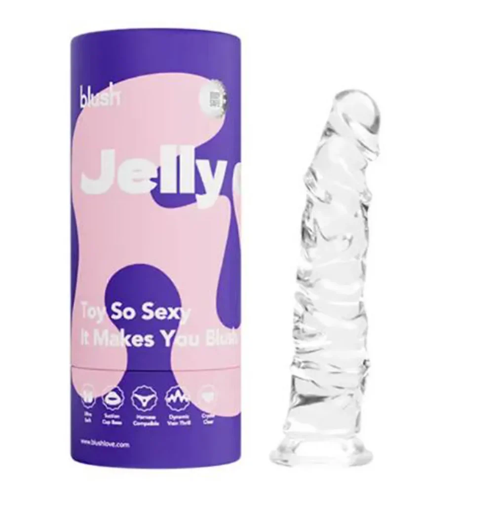Dildo 17 cm Transparente con Ventosa y Relieves Punto G